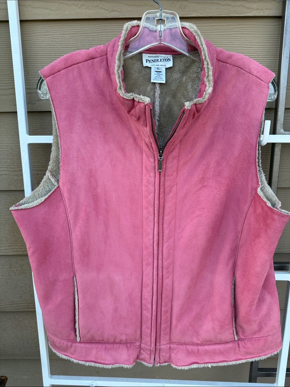 Pendleton Pink Suede-Look Sherpa-Lined Vest XL gorgeous